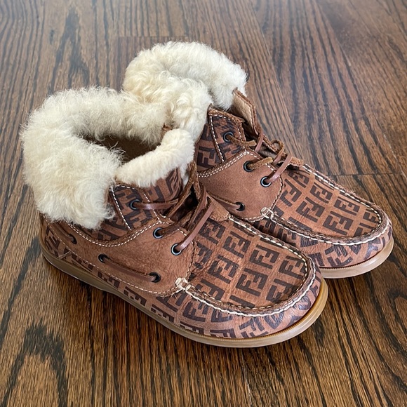 Fendi Shearling Suede Booties - European Sz 31/ US Size Little Kid 13 - Picture 3 of 8